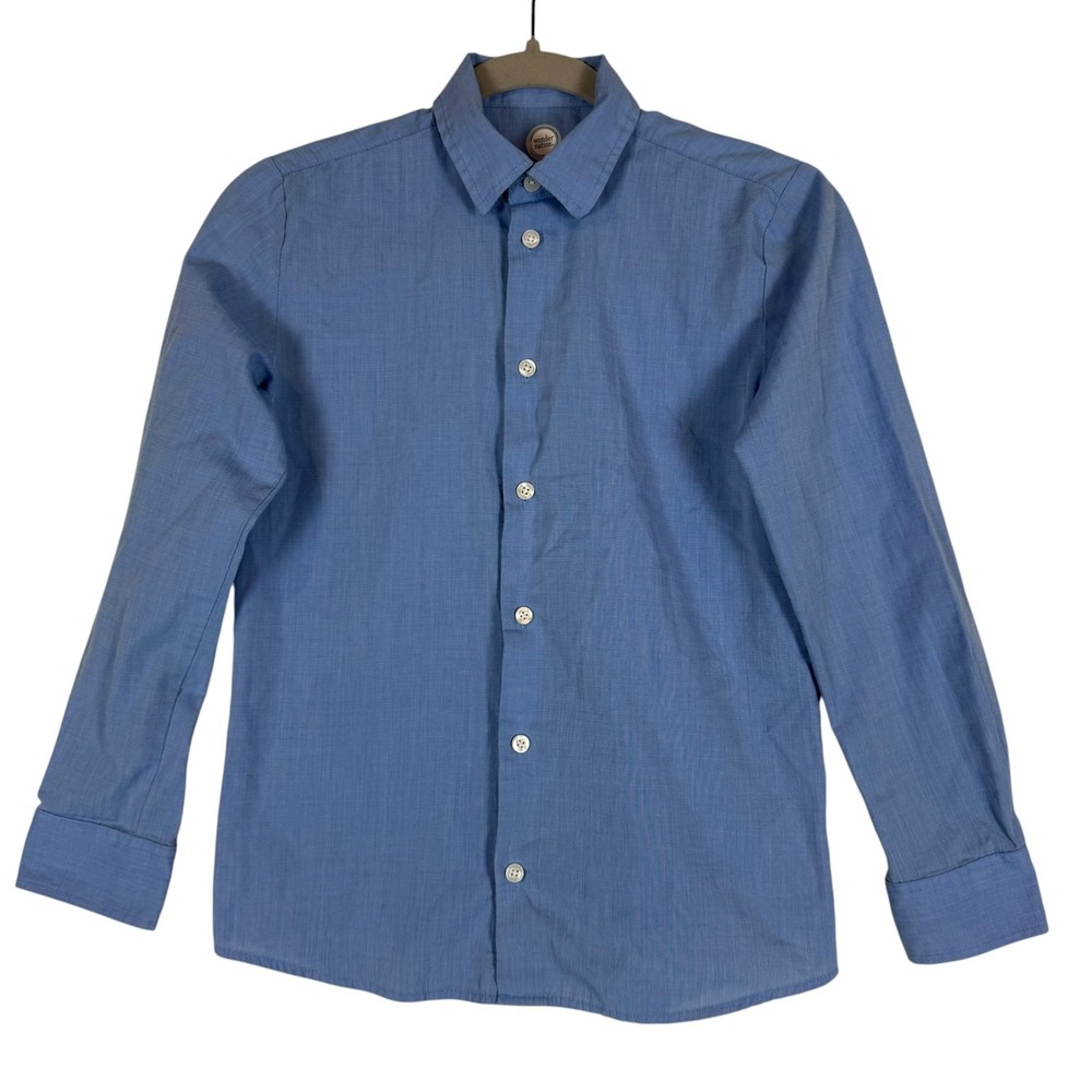 Wonder Nation Shirt Boys 12 Blue Button Up Long Sleeve Collared Woven Schoolwear